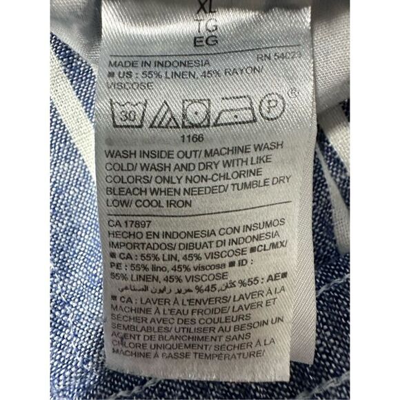 Old Navy Women’s Linen Blend Blue/White Striped Wide Leg" Pants Size XL - Picture 14 of 15